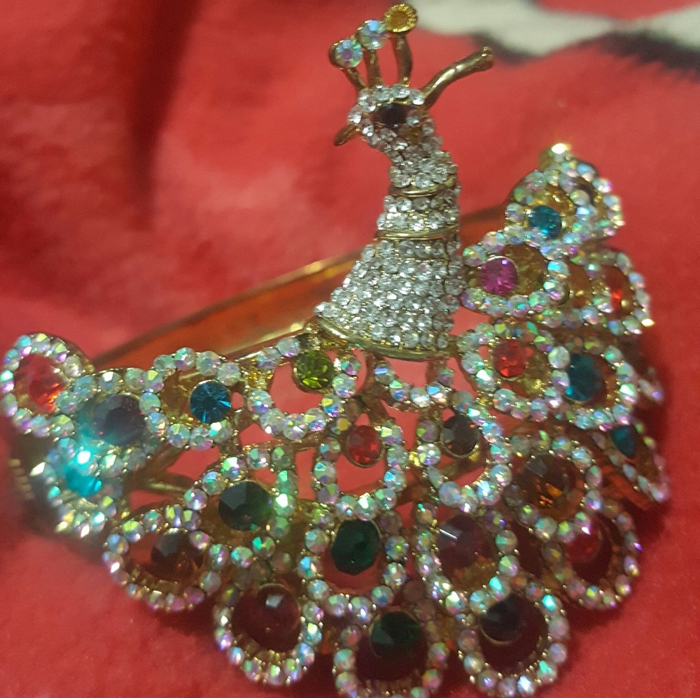 VINTAGE JEWELED PEACOCK BRACELET
